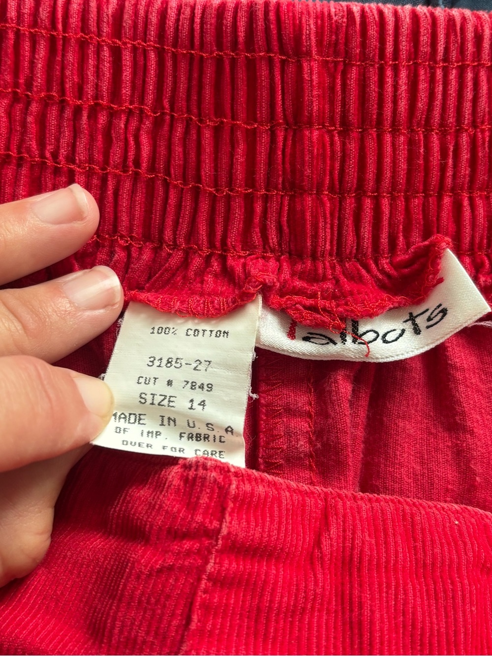 Vintage Talbots Red A-line Pleated Corduroy Skirt - Picture 3 of 7